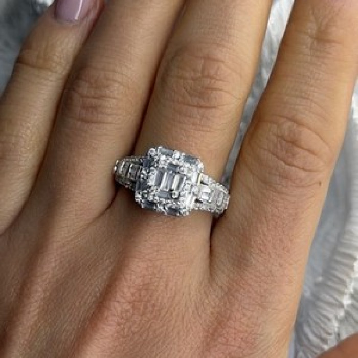 Beautiful Shiny 925 Sterling Silver Cz Ring Size 10