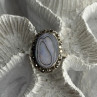 925 Sterling Silver Abalone & Marcasite Ring Size 9