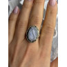 925 Sterling Silver Abalone & Marcasite Ring Size 9