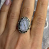 925 Sterling Silver Abalone & Marcasite Ring Size 9