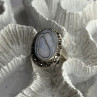 925 Sterling Silver Abalone & Marcasite Ring Size 9