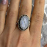 925 Sterling Silver Abalone & Marcasite Ring Size 9