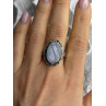 925 Sterling Silver Abalone & Marcasite Ring Size 9