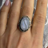 925 Sterling Silver Abalone & Marcasite Ring Size 9