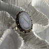 925 Sterling Silver Abalone & Marcasite Ring Size 9