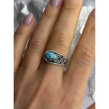 Unique Design 925 Sterling Silver Turquoise Ring Adjustable