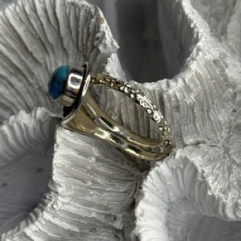 925 Sterling Silver Gold Plated Diamond Ring Size 7