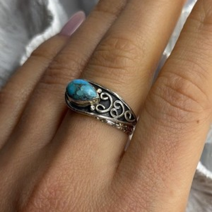 925 Sterling Silver Gold Plated Diamond Ring Size 7