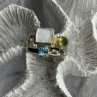 925 Sterling Silver Abalone &Peridot & Topaz Ring Size 8