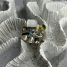 925 Sterling Silver Abalone &Peridot & Topaz Ring Size 8