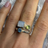 925 Sterling Silver Abalone &Peridot & Topaz Ring Size 8