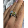 925 Sterling Silver Abalone &Peridot & Topaz Ring Size 8