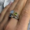 925 Sterling Silver Abalone &Peridot & Topaz Ring Size 8