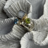 925 Sterling Silver Abalone &Peridot & Topaz Ring Size 8