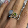 925 Sterling Silver Abalone &Peridot & Topaz Ring Size 8