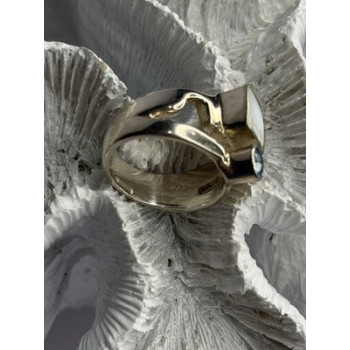 925 Sterling Silver Abalone &Peridot & Topaz Ring Size 8