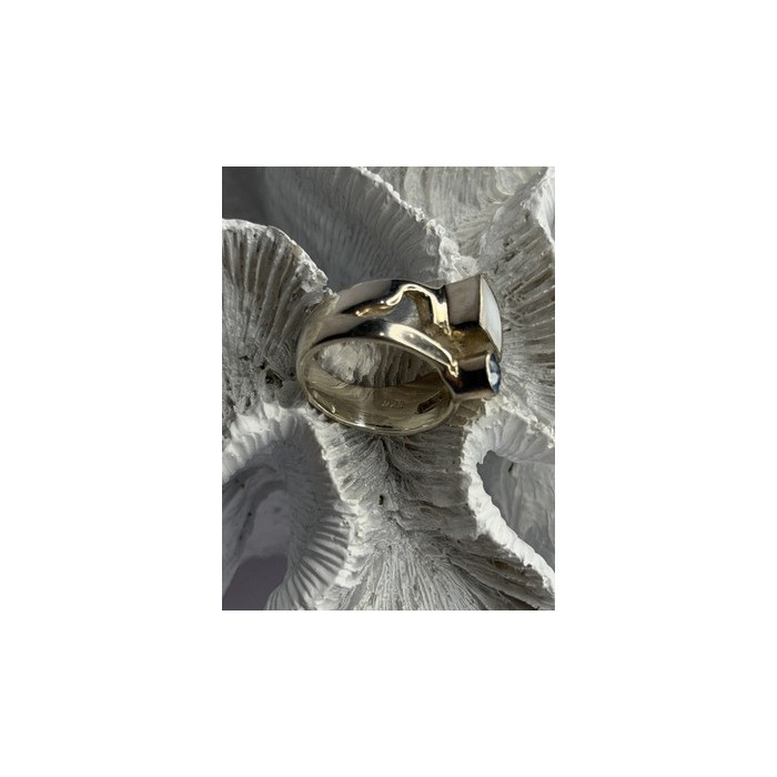 925 Sterling Silver Abalone &Peridot & Topaz Ring Size 8