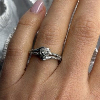 JWBR 925 Sterling Silver 0.04 ct Diamonds Heart Ring Size 6.5