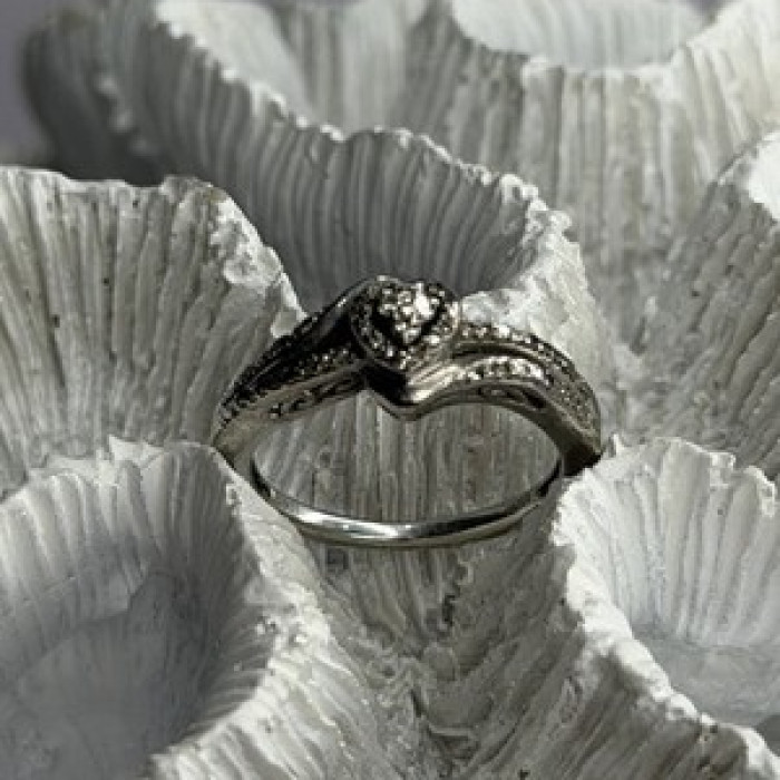 JWBR 925 Sterling Silver 0.04 ct Diamonds Heart Ring Size 6.5
