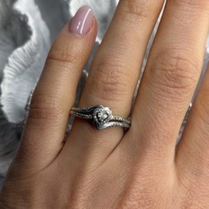 JWBR 925 Sterling Silver 0.04 ct Diamonds Heart Ring Size 6.5