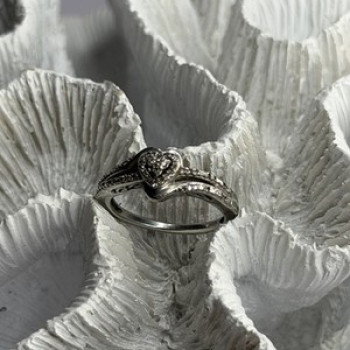 JWBR 925 Sterling Silver 0.04 ct Diamonds Heart Ring Size 6.5