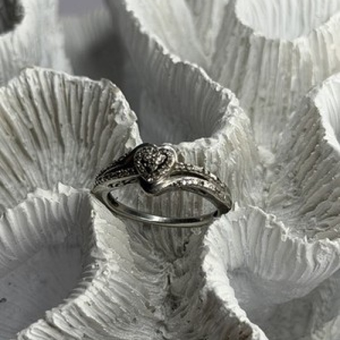 JWBR 925 Sterling Silver 0.04 ct Diamonds Heart Ring Size 6.5