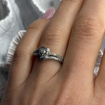 JWBR 925 Sterling Silver 0.04 ct Diamonds Heart Ring Size 6.5