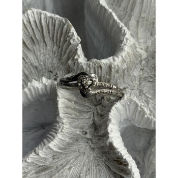 JWBR 925 Sterling Silver 0.04 ct Diamonds Heart Ring Size 6.5
