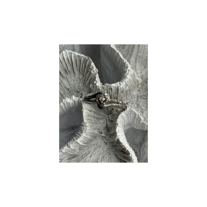 JWBR 925 Sterling Silver 0.04 ct Diamonds Heart Ring Size 6.5
