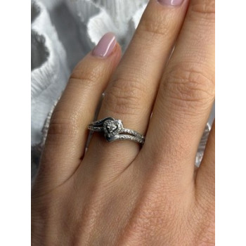 JWBR 925 Sterling Silver 0.04 ct Diamonds Heart Ring Size 6.5