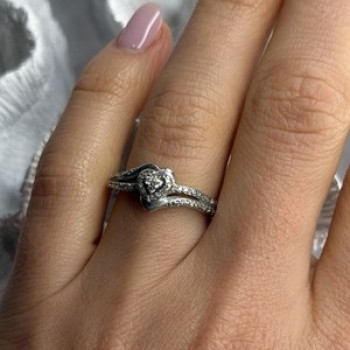 JWBR 925 Sterling Silver 0.04 ct Diamonds Heart Ring Size 6.5