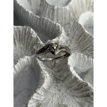 JWBR 925 Sterling Silver 0.04 ct Diamonds Heart Ring Size 6.5