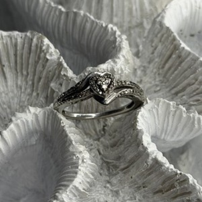 JWBR 925 Sterling Silver 0.04 ct Diamonds Heart Ring Size 6.5