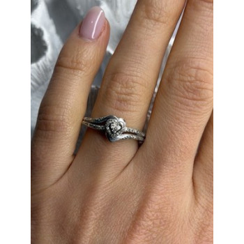 JWBR 925 Sterling Silver 0.04 ct Diamonds Heart Ring Size 6.5