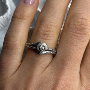 JWBR 925 Sterling Silver 0.04 ct Diamonds Heart Ring Size 6.5