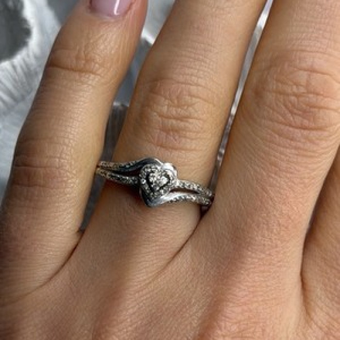 JWBR 925 Sterling Silver 0.04 ct Diamonds Heart Ring Size 6.5