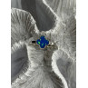 Clover 925 Sterling Silver Blue Simulated Opal Ring Size 7