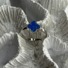 Clover 925 Sterling Silver Blue Simulated Opal Ring Size 7