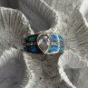 925 Sterling Silver Opal & Beryl Ring Size 8