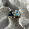 925 Sterling Silver Opal & Beryl Ring Size 8