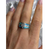 925 Sterling Silver Opal & Beryl Ring Size 8