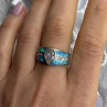 925 Sterling Silver Opal & Beryl Ring Size 8