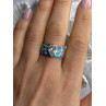 925 Sterling Silver Opal & Beryl Ring Size 8