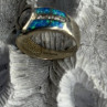 925 Sterling Silver Opal & Beryl Ring Size 8