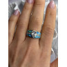 925 Sterling Silver Opal & Beryl Ring Size 8