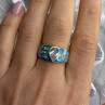 925 Sterling Silver Opal & Beryl Ring Size 8