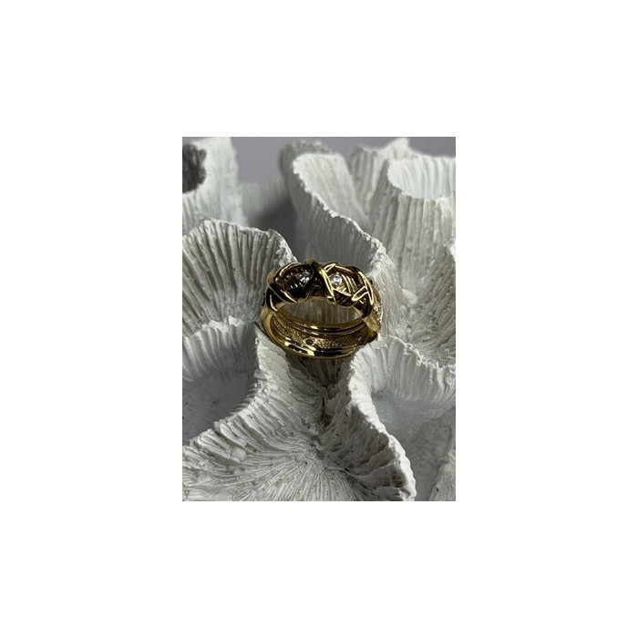 925 Sterling Silver Gold Plated Cz Band Ring Size 7