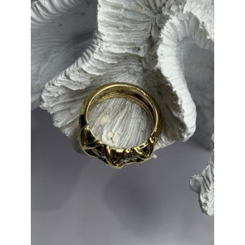 925 Sterling Silver Gold Plated Cz Band Ring Size 7