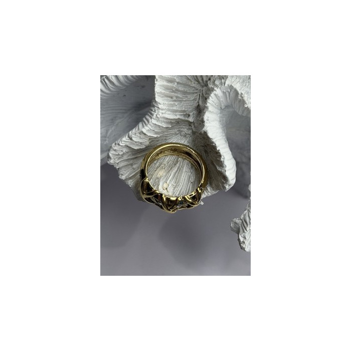 925 Sterling Silver Gold Plated Cz Band Ring Size 7