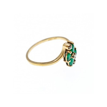 10K YELLOW GOLD  EMERALD & DIAMONDS RING SIZE 6.75